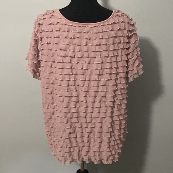 Apt. 9 Layered Ruffle Mauve Pink Blouse Scoop Neck Short Sleeve Sz 1X - Picture 4 of 6